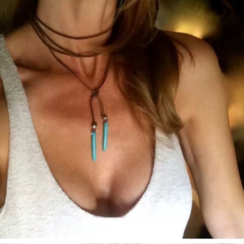Aqua vibe wrap around boho necklace w beach summer southwestern vibe